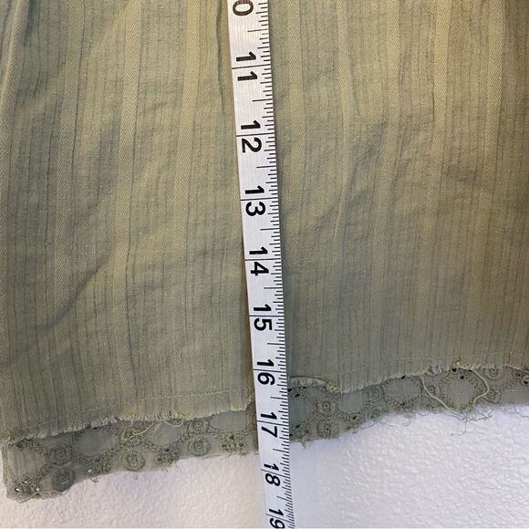 Fossil sage olive green lace eyelet bohemian cotton skirt- 6 Large - Picture 11 of 11